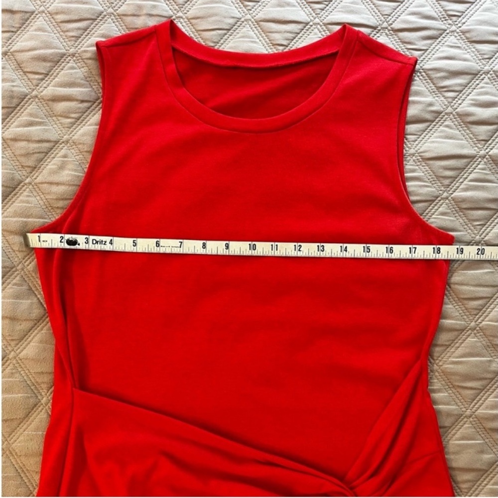 Nordstrom Red Faux Wrap Cotton Dress - Size Medium - Picture 4 of 6